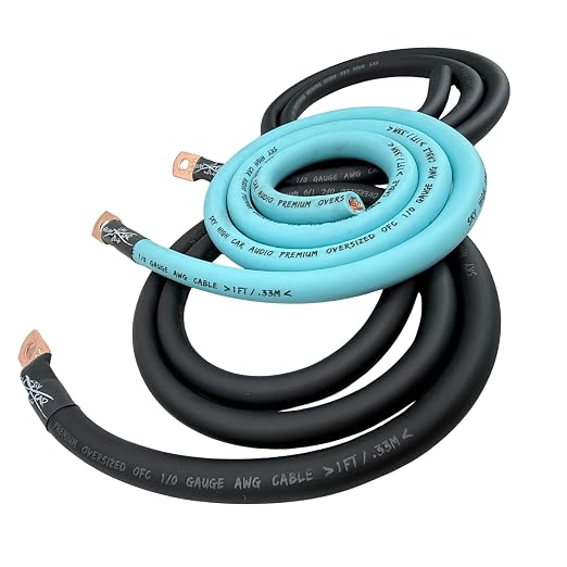 Sky High Car Audio 1/0 Gauge OFC Big 3 Upgrade Kit, Oxygen Free Copper Power Ground Wire Kit, Battery Cable & Alternator Wiring (Aqua/Black)