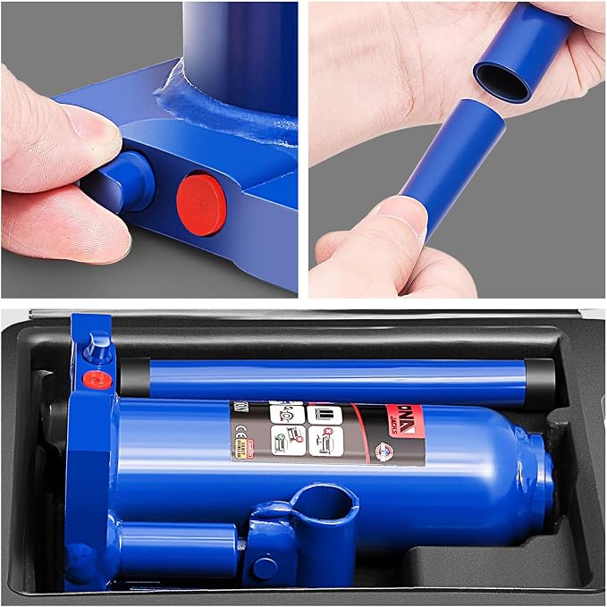 4 Ton / 8000 lbs Lifting Automotive Welded Hydraulic Bottle Jack for Car SUV Pickup, Auto Repair, with Manual Handle & Carrying Storage Case, Blue