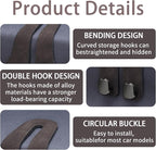4 Pack Car Seat Headrest Hooks for Purses and Bags, Car Purse Holder With Double Metal Hooks, Headrest Back Seat Handbags Hook, Universal Car Purse Hanger, Cute Car Hanging Accessories, Brown