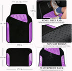 Jelly Waterproof Universal Fit Car Floor Mats, Girly Car Carpet Mats with Anti-Slip Nibbs Backing & Driver Heel Pad Fit for SUV, Vans, sedans, Trucks,Cute car mats of 4pcs for Women (Purple)