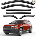 6pcs Outside-Mount Window Rain Guards Fit for 2014-2023 Jeep Cherokee, Extra Durable Window Visors Wind Deflector Dark Smoke Vent Shades Car Tape-on 6-pcs with Thicker