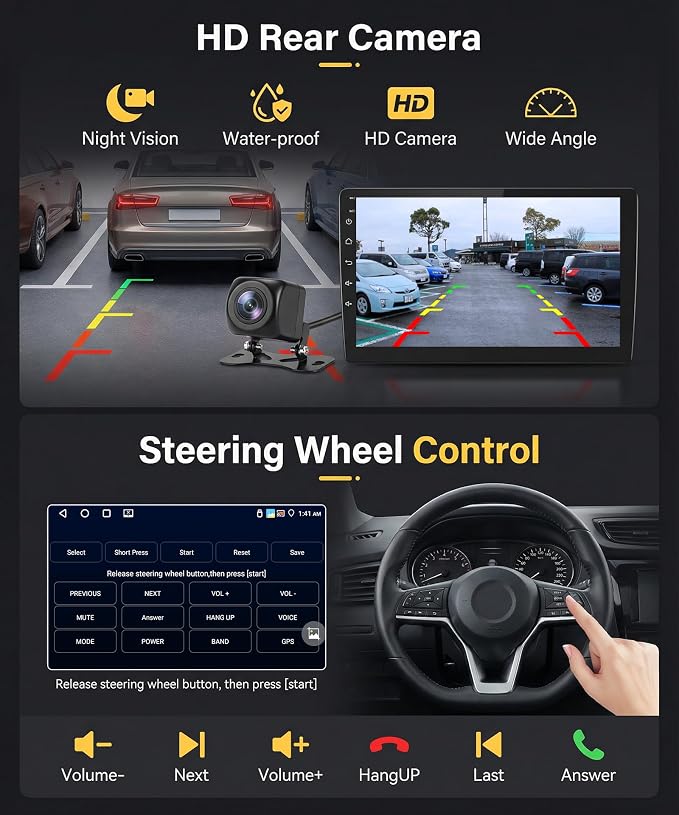 8 Core 6G+128G Car Stereo Radio for Honda Civic 2006-2011 with Wireless CarPlay/Android Auto/9 Inch 1280 * 720P IPS Touchscreen/Bluetooth 5.0/GPS/WiFi/DSP/36 EQ/AHD Backup Camera