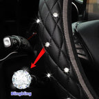 Bling Car Steering Wheel Cover, Non-Slip Elastic Stretch Leather Auto Steering Wheel Protector, Sparkling Diamond Vehicle Decor Accessories for Women Girls, Universal for Vehicles (Gray)