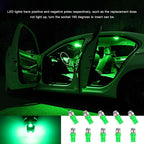 10 PCS Car Interior LED Light Bulb, T10 5050 5SMD LED Car Bulb Kit, Super Bright Automotive Led Replacement Bulbs for Dashboard Dome Map Door Courtesy License Plate Lights (Green)