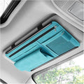 Car Sun Visor Organizer, Multi-Pocket Vehicle Sun Visor Storage Pouch with Sunglasses Box, Auto Interior Sunshade Eyeglasses Card Holder Organizers, Universal for SUV Sedan Truck (Blue)