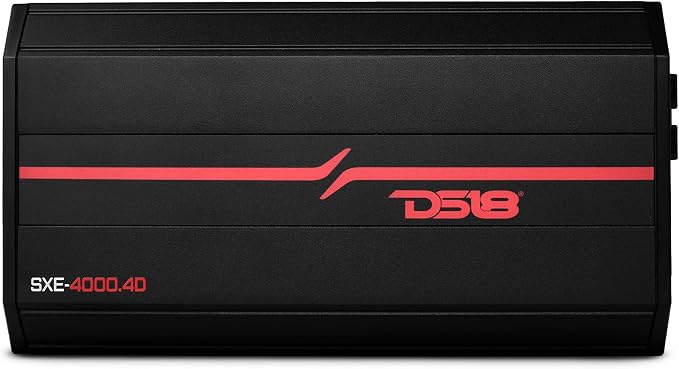 SXE-4000.4D/BK Car Amplifier Stereo Full-Range Class D 4-Channel 275x4 RMS @4 OHM 4000 Watts - Powerful and Compact Amp for Speakers in Car Audio System