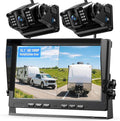 Magnetic Wireless Backup Camera Kit with HD1080P 10” DVR Monitor, Dual RV/Trailer/Truck/Tractor Cameras Wireless System, No Wiring, 9600mAh Rechargeable Battery, IR Night Vision-ACT1002