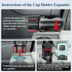 Car Cup Holder Expander, Cup Holder Extender Adapter with Expandable Arm and Adjustable Base, Compatible with Yeti Ramblers, Hydro Flasks, Stanley, Owala Most Coffee Mugs Bottles & Cups (CUP-T-1pack)