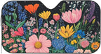 Windshield Sun Shade Wildflower Art Floral Black Car Front Window Sunshade Cover for Truck SUV Blocks UV Rays Automotive Visor Interior Protector 51 x 27.5 inch