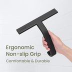 JustHang Shower Squeegee for Glass Doors, All-One-Piece Award-Winning Silicone Squeegee with Built-in Hook for Bathroom, Window, Mirror, Tile Wall,Car, Streak-Free Cleaner Tool,10-Inch Black