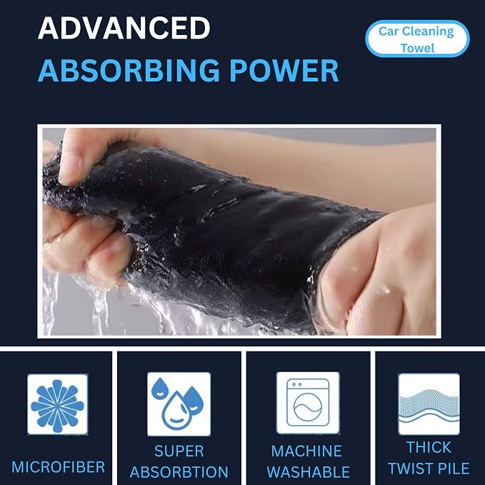 8-Pack Microfiber Car Towels – Super Absorbent, Large Drying Towels for Cars (600 GSM, 16" x 12")
