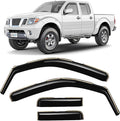 in-Channel Incredibly Durable Rain Guards for Nissan Frontier 2005-2021 Crew Cab, Original Window Deflectors, Vent Window Visors, Vent Deflector, Dark Smoke Truck Accessories, 4 pcs - 605161