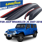 Goodyear Shatterproof Window Deflectors for Jeep Wrangler JK 2007-2018, Tape-on Rain Guards, Window Visors, Vent Deflector Visor, Car Accessories, 4 pcs. - GY008943