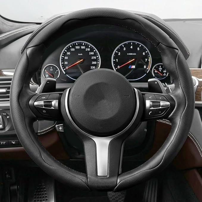3PCS/Set Car Steering Wheel Cover, Leather Segmented Anti-Slip Automotive Wheel Protector, Soft Breathable Vehicle Steering Protection Covers, Universal Interior Accessories (Black)