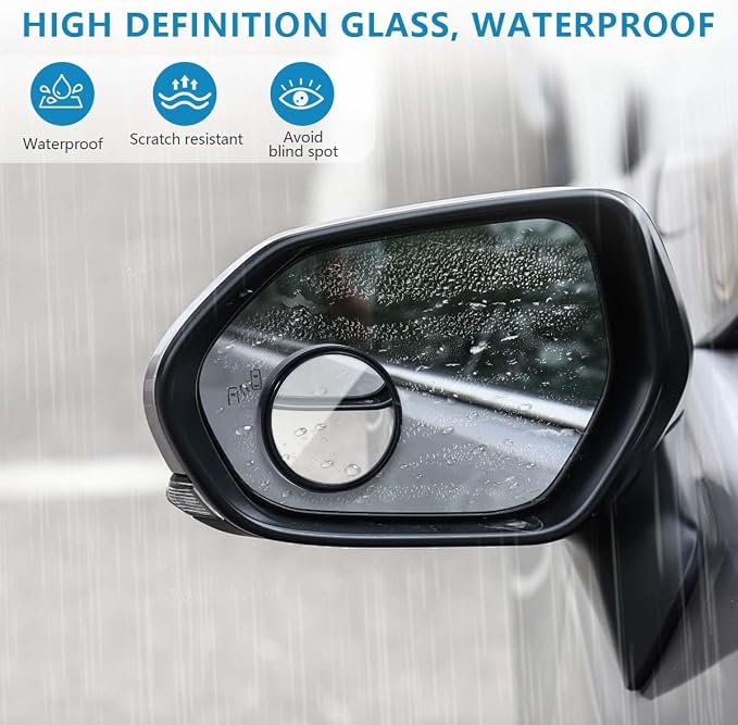 4 Pack Blind Spot Mirror 2 Inch Angle Adjustable HD Glass Round Car Side Rear View Convex Mirror Accessories with Frame for Car SUV Trucks Motorcycles