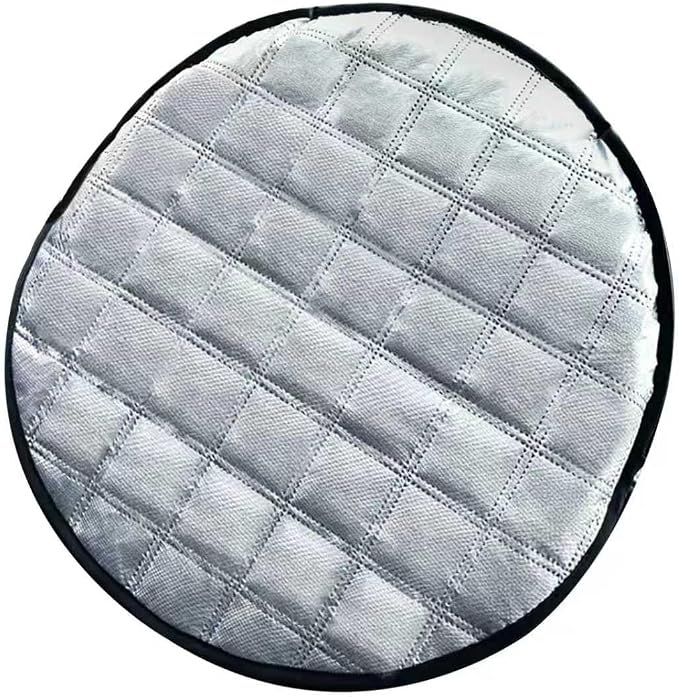 1 PC Steering Wheel Sunshade Cover, 16.93" Slip-on Steering Wheel Heat Shield Protector, Foldable Portable Anti-Scalding Cooling Driving Handle Sun Cover, Universal for Most Cars (Silver)