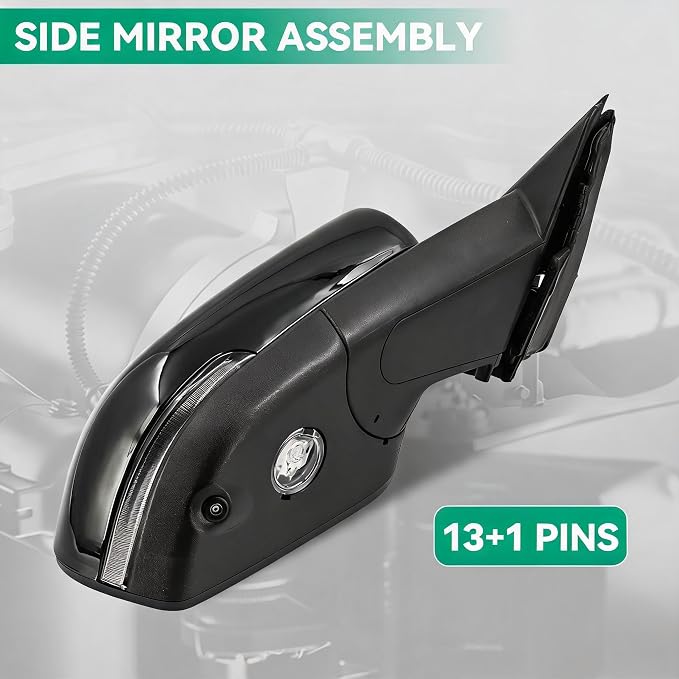 Right Passenger Side Mirror Compatible with Ford Explorer 2020-2025 With Power Folding Power Adjust Blind Spot Puddle Light Turn Signal Mirror Memory Camera Replace MB5Z17682CC (13+1 Pins)