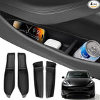 Car Door Side Storage Box for New Tesla Model Y Juniper 2025 2026 Accessories - Waterproof TPE Front Rear Door Insert Tray Organizer Slot Storage Protector 4PCS