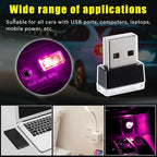 4 PCS USB LED Car Interior Atmosphere Lamp, Plug-in USB Decor Night Light, Portable Auto Ambient Lighting Kit, Universal Vehicle Interior Accessories for Most Cars (Purple)