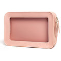 Clear Makeup Bags, TSA Approved Toiletry Bag with Zipper, Clear Makeup Organizer Fit Carry-on Travel Essentials,Clear Cosmetic Bags for Women Men (C-Pink)