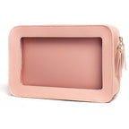 Clear Makeup Bags, TSA Approved Toiletry Bag with Zipper, Clear Makeup Organizer Fit Carry-on Travel Essentials,Clear Cosmetic Bags for Women Men (C-Pink)