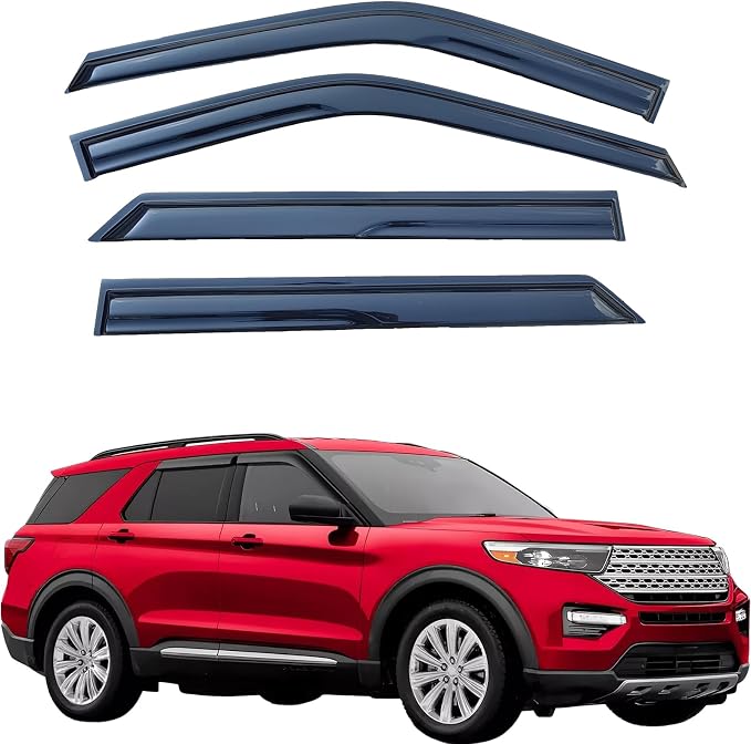Tape On Window Visors Rain Guards Compatible with 2020-2025 Ford Explorer, Side Vent Visor Window Deflector Shade for Explorer 20-25,Rain Deflectors for Car Windows,Truck Accessories-4pcs