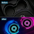 2PCS LED Car Cup Holder Lights, Light up Car Coasters for Cup Holders 7 Color-Changing Light Up Cup Holder Insert Coasters, Waterproof Car Accessories for Teens, Car Gifts for Men & Women