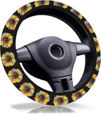 Leopard Sunflower Steering Wheel Cover 15" General Neoprene Steering Cover | Sunflower Car Accessories Decor Non-Slip Fit Auto SUV Truck, Leopard Sunflowers Gifts for Women Men Birthdays Festivals