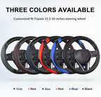 Customized Auto Car Steering Wheel Cover for Toyota Tacoma,4Runner,Tundra,Sequoia,15.5-16 inch (Black+Red-Large Size)