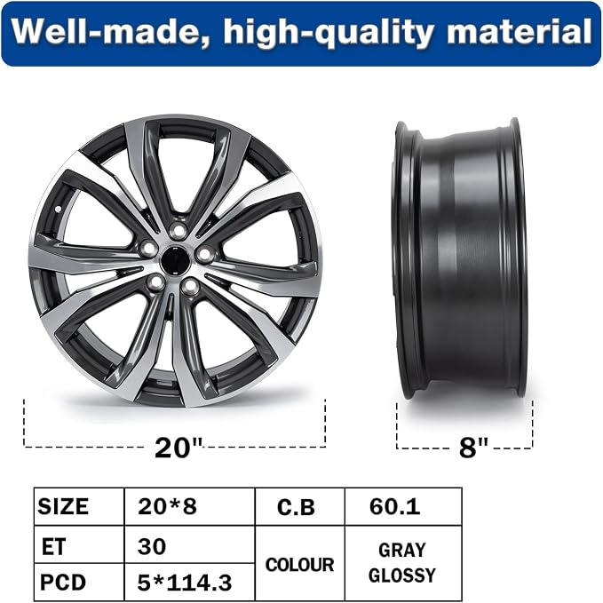 New 20x8" 20 Inch Premium Aluminum Alloy Wheel Rim Compatible with Lexus RX350 RX450h 2019-2023 OEM Design, Alloy Replacement Wheel, Direct Fit, Super Duty Car Rims Replacement, OE Stock Specs