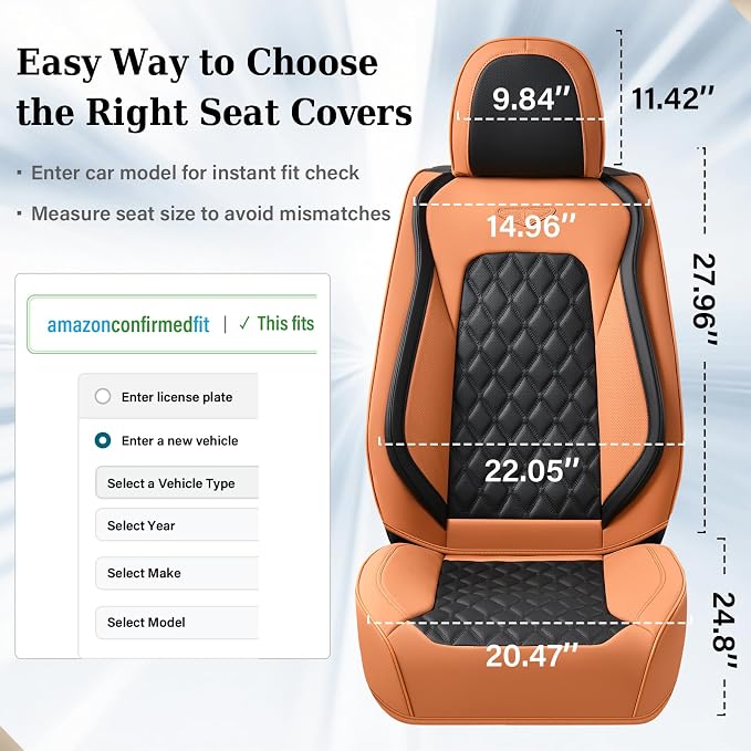 Coverado Universal Car Seat Covers Full Set, Vintage-Style Soft Waterproof Faux Leather Front & Rear Seat Protectors, Comfortable Anti-Stain Interior for Most Vehicles – BrownBlack