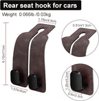 Car Seat Hooks Dual Hangers Storage Organization Gadgets Accessories 2 Pack | Headrest Holder for Purses, Bags, Coat and Handbag, 360° Rotating, Car Interior Gadgets Universal for Truck, ATV, RV - Brown