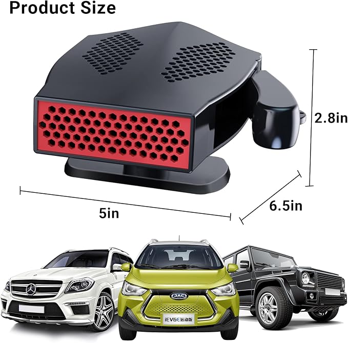 Car Heaters, 12V 200W Portable Vehicle Heaters and Defrosters, Windshield Defogger and Defroster, Car Heater That Plugs into Cigarette Lighter, 2 In 1 Fast Heating & Cooling Fan for All Cars