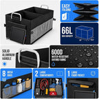 Car Trunk Organizer, Portable, Collapsible, Waterproof, Oxford Cloth, Aluminum Handle, Ideal for SUVs, Cars, Camping, Storage