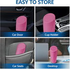 Mini Car Trash Can with Lid, Portable Garbage Can for Car, Leakproof Cup Holder Automotive Garbage Bin with 2 Rolls of Trash Bags, Small Trash Storage Can for Car Home Office(Rose Red)
