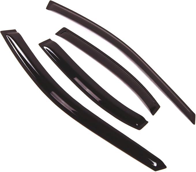 WD2-150 Dark Smoke 4 Pcs Set Window Visor (Outside Mount) Deflector Rain Guard Compatible with 1997-2000 Ford Escort Sedan