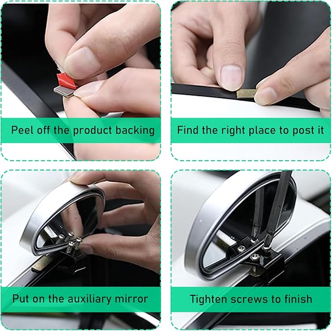 Blind Spot Car Mirror, Vehicle Adjustable 360 ° Rotation Auxiliary Convex Wide Angle Mirror, Auto Snap Way Clip On Side Rearview Mirror Universal for Car Truck SUV (A, Black)
