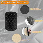Auto Center Console Pad, PU Leather Car Center Console Box Cushion, Non Slip Soft Armrest Seat Box Cover, Waterproof Vehicle Armrest Protector for SUV, Truck, Car (Rhombic Lattice Black/Beige)
