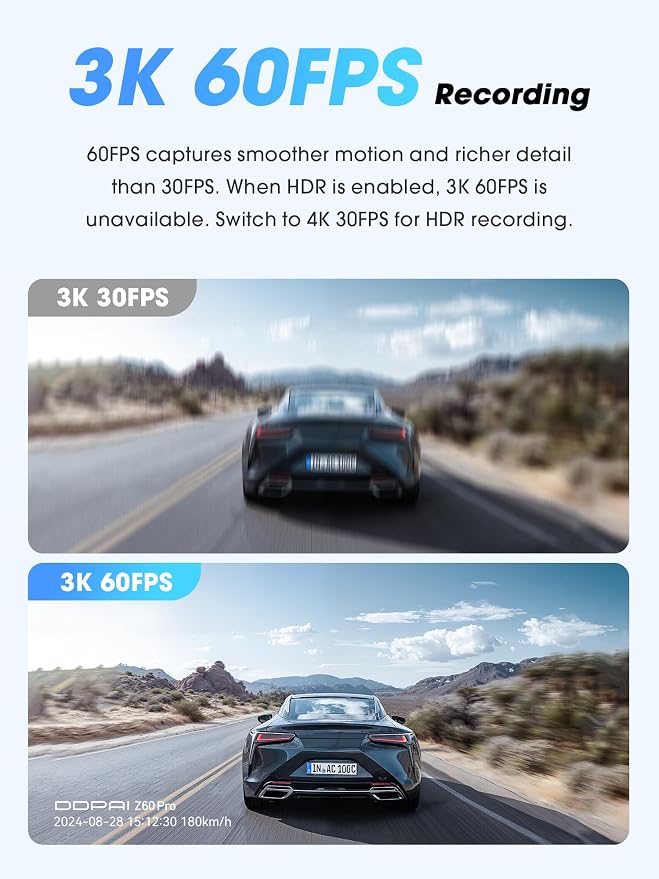 4K Dual Dash Cam Front and Rear, Dual STARVIS 2 IMX678 IMX662 Dashcam, Free 128G Card Included,Car Camera with 32G eMMC, 3K/60FPS, 5G WiFi GPS, 3" IPS, Night Vision, 24H Parking Mode, Z60 Pro