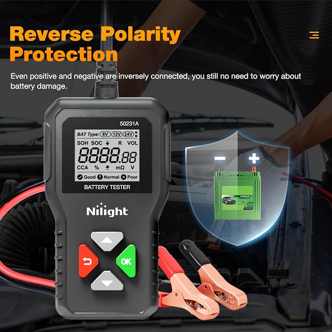 Car Battery Tester 6V 12V 24V Accurate Digital Auto Analyzer 100-2000 CCA Voltage SOH SOC Internal Resistance Test for Cars Trucks SUV ATV Boats Motorcycles Vehicle