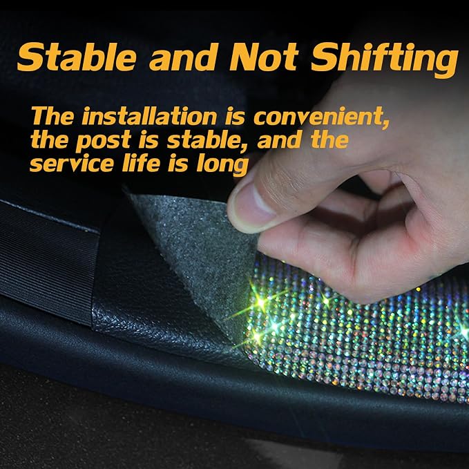 Car Door Sill Protector with Bling Rhinestones 2PCS Edge Guard Scuff Cover Anti-Scratch Strip Sticker Bumper Protector for Truck Car 1.96"x 23.62" (Blue)