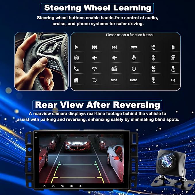5GWiFi Car Radio for Chevrolet Silverado 1500 GMC Sierra 1500 2007-2013, Yukon Tahoe 2007-2014, Acadia 2007-2012, Savana Equinox 8inch Touch Screen Stereo, Carplay Android Auto GPS Camera
