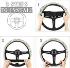 Comfortable Car Steering Wheel Cover Hummingbird Flower Blue Pattern Auto Steering Wheel Protector with Anti-Slip Lining Car Interior Accessories Universal Fit Car SUV Van Truck