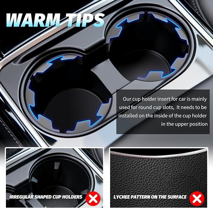 6PCS Upgraded Silicone Car Cup Holder Insert with Arc Leaf Design,Soft Cupholder Insert for Car to Reduce Cup Sliding & Shaking,Large Adhesive Backing Cups Holder Inserts for Cars