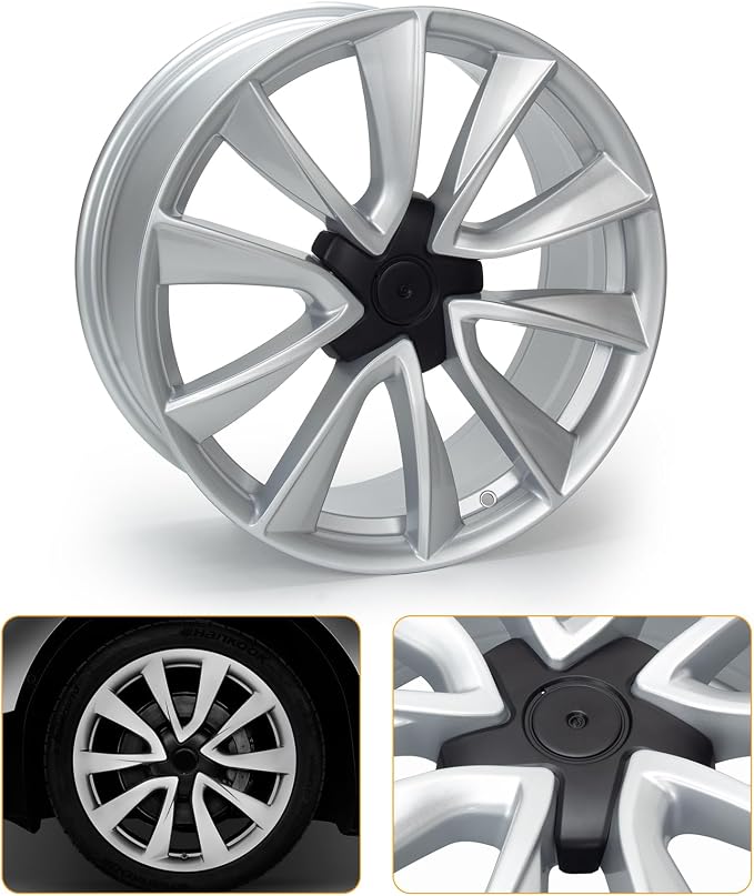 New 19x8.5" 19 Inch Premium Aluminum Alloy Wheel Rim Compatible with Model 3 2017-2023 | OEM Design, Alloy Replacement Wheel, Super Duty Car Rims Replacement - OE Stock Specs, Shiny Silver