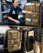 All in One Car Seat Back Organizer Fit Most Cars SUV Trucks Jeeps | Heavy Duty Molle Panel Seat Back Protector with Multi-Pockets Storage, for Tools, Toys, Camping, Travel, Daily Commuting