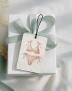 Pink Summer Beach Car Air Freshener 4 Pcs Coconut Scented, Coastal Preppy Flamingo Bikini Car Accessories Mirror Decor for Women, Girly Hanging Air Freshener for Cars Closet Drawer Books