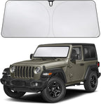 Windshield Sun Shade Compatible for Jeep Wrangler & Gladiator 2018-2024 2025 2026, Sun Visor for Front Windshield & Window Sun Shade Cover, UV Heat Blocker & Protector, Car Accessories
