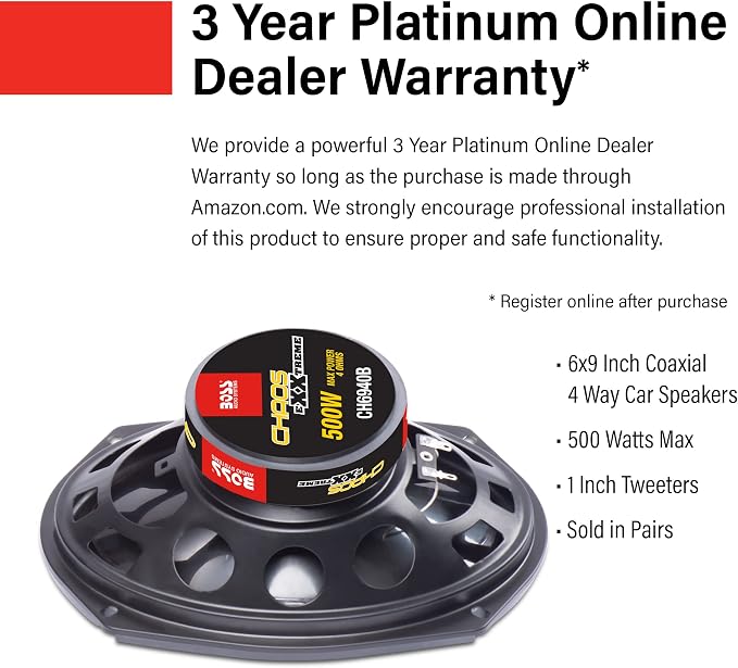 CH6940B Chaos Exxtreme Series 6 x 9 Inch Car Door Speakers - 500 Watts Max (per Pair), Coaxial, 4 Way, Full Range, 4 Ohms, Sold in Pairs, Bocinas para Carro