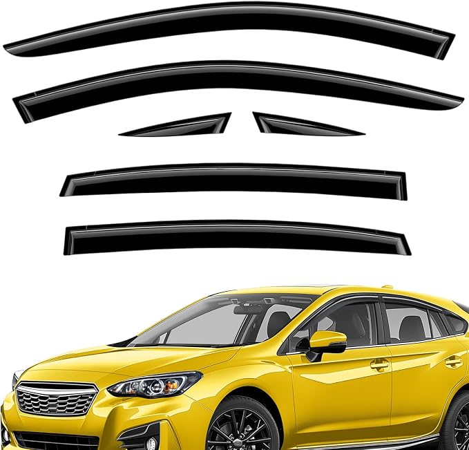 Extra Durable Window Deflectors Tape-On Window Visors Rain Guards Fit for Subaru Impreza 2017-2023 Hatchback, Sun Visors, Wind Vent for Shades, Exterior Car Accessories - 6pcs. AG0689